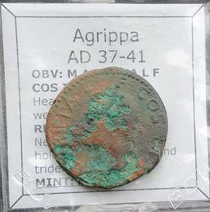 #P114# Roman bronze Ae As coin of Agrippa from 37-41 AD