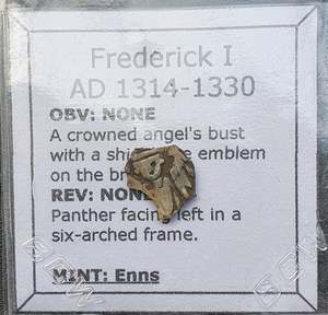 All: #Q474# Austrian silver 1 Pfennig coin of Frederick I from 1314-1330 AD