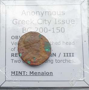 All: #N907# Anonymous Greek City Issue Bronze Coin of Menaion from 200-150 BC