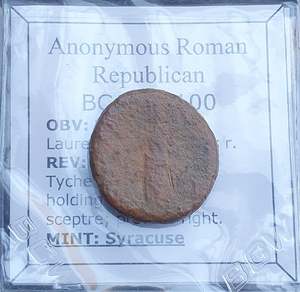 #o356# Anonymous Roman Republican issue bronze coin of Syracuse 212-100 BC