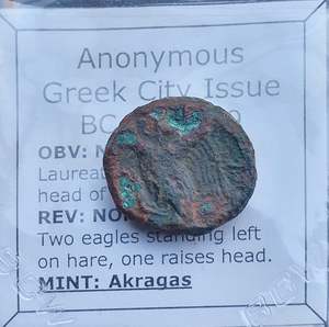 Famous Coins Throughout History: #o509# Anonymous Sicilian Greek coin from Akragas, 287-229 BC