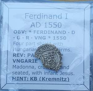 Uk Collection: #p510# Hungarian silver denar coin of Ferdinand I from 1550 AD
