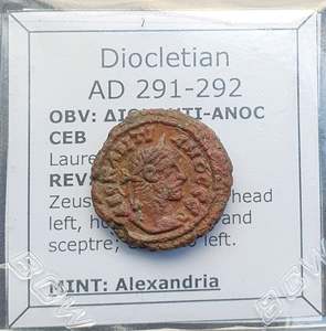 Uk Collection: #p251# Roman Ae Tetradrachm coin of Diocletian from 291-292 AD (Alexandria)