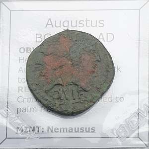 All: #p265# Roman provincial bronze coin of Augustus from Nemausus from 10-14 AD