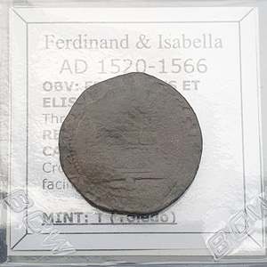 #k140# Spanish 2 Maravedis coin of Ferdinand V from 1520-1566 AD