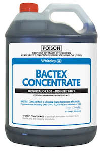Disinfectants: WHITELEY BACTEX CONCENTRATE HOSPITAL GRADE DISINFECTANT 5L (CARTON 2PC)