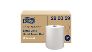 Hand Towel Paper: TORK H1 MATIC EXTRA LONG HAND TOWEL ROLL | 1PLY 1142SHEET X 6 CARTON