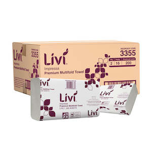 Hand Towel Paper: LIVI IMPRESSA SLIMFOLD HAND TOWEL | 2PLY 200SHEET x 16 CARTON
