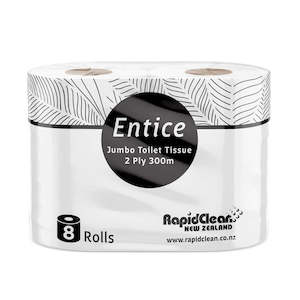 Toilet Paper Paper: RAPIDCLEAN ENTICE JUMBO TOILET PAPER 2PLY 300M X 8ROLLS