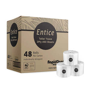 RAPIDCLEAN ENTICE PREMIUM 2PLY TOILET PAPER 400SHEET X 48ROLL