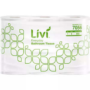 Toilet Paper Paper: LIVI EVERYDAY TOILET TISSUE | 1PLY 850SHEET X 48 CARTON