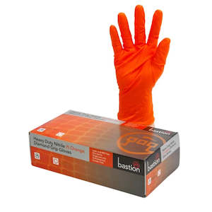 Gloves: BASTION ORANGE NITRILE DIAMOND GRIP GLOVES CARTON 10 X 50PK