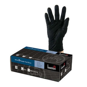Gloves: BASTION NITRILE BLACK GLOVES CARTON 10 X 100PK