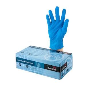 Gloves: BASTION NITRILE SOFT BLUE GLOVES CARTON 10 X 100PK