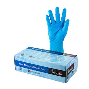 Gloves: BASTION NITRILE 300MM LONG CUFF GLOVES CARTON 10 X 100PK