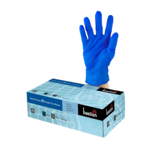 Gloves: BASTION NITRILE PREMIUM BLUE GLOVES CARTON 10 X 100PK