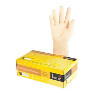 Gloves: BASTION LATEX GLOVES CARTON 10 X 100PK