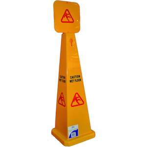 EDCO PYRAMID CAUTION WET FLOOR SIGN YELLOW 900MM