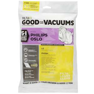 PHILIPS OSLO SMS MULTI LAYERED VACUUM CLEANER BAGS 5 PACK (F045)
