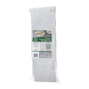 SABCO ULTRACLEAN MICROFIBRE DISPOSABLE FLAT MOP PADS - WHITE - 25PK