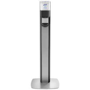 Dispenser Stands: PURELL ES8 AUTO MESSENGER PANEL FLOOR STAND W/ DISPENSER | GRAPHITE
