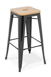 Bar Stools: Eden Industry Timber Seat Bar Stool