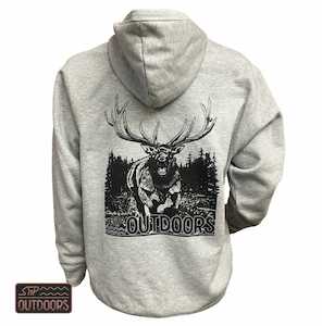 Safety Wear: SnP Outdoors Hunting Hoodie - Heather Grey with Black Stag