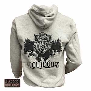 SnP Outdoors Hunting Hoodie - Heather Grey with Black Boar