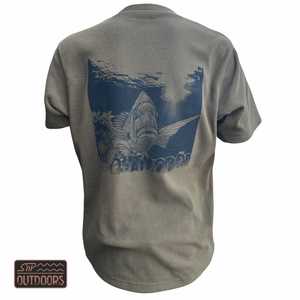 SnP Outdoors Fishing Fleece Tee - Khaki with Snapper