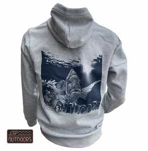 Safety Wear: SnP Outdoors Fishing Hoodie - Heather Grey with Snapper