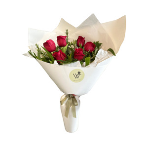 Valentines Day: Half Dozen Roses Wrapped Bouquet (URGENT COURIER ONLY)