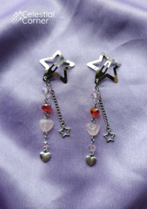 Hair Accessories: Rose Quartz Love Heart Hairclips