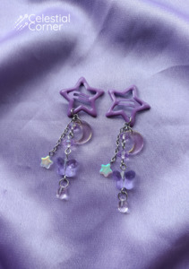 Hair Accessories: Purple Butterfly Moon Hairclips