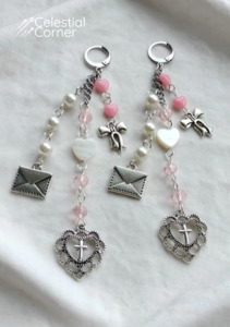 New Alternative Fashion And Accessories: Coquette Pink Love Letter Earrings