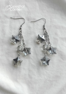 Cluttered Silver Star Earrings