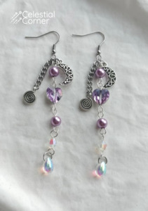 Iridescent Purple Moon Earrings