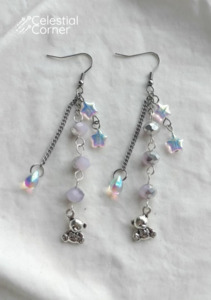 New Alternative Fashion And Accessories: Purple Starry Bear Earrings