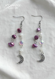 Purple Pearl Starry Night Earrings