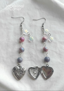 New Alternative Fashion And Accessories: Purple Star Locket Earrings