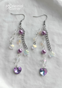 Cluttered Purple Iridescent Earrings