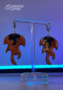 NEW Orange Glitter Flame Earrings