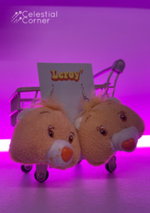 Orange Decapitated Carebear Earrings