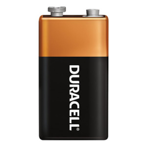 Batteries: DURACELL 9V MN-1604 COPPERTOP ALKALINE BATTERY, box of 12