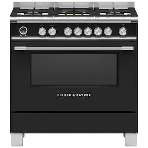 Fisher & Paykel 90cm Dual Fuel Freestanding Cooker - Black