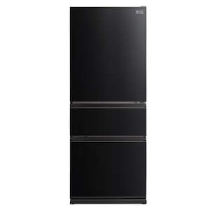 Bottom Mount Refrigerator: Mitsubishi 450L Black Glass Two Drawer Inverter Refrigerator