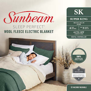 Sunbeam Sleep Perfect Wool Fleece Electric Blanket Super King