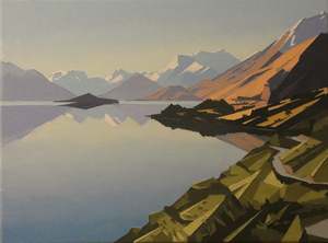 John Gillies-Bennetts Bluff looking towards Mt Earnslaw with Lake Wakatipu.