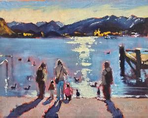 Jane McIntosh-Feeding the Ducks, Wanaka Waterfront