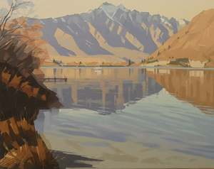 John Gillies-The Remarkables with Lake Wakatipu and Frankton