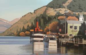 John Gillies-T.S.S Earnslaw docked at the Wharf, Queenstown